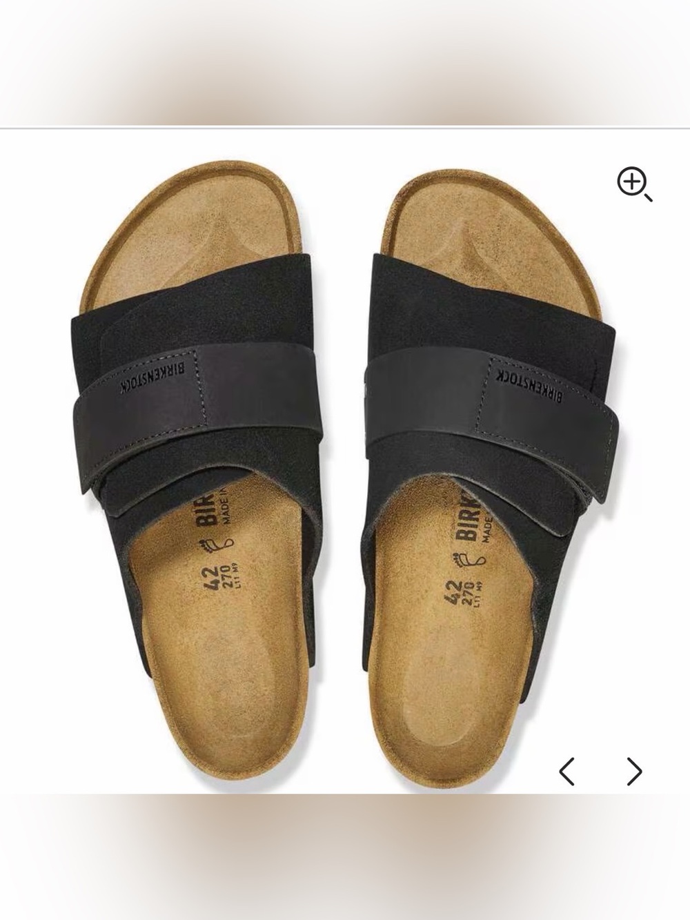 Birkenstock Kyoto Nu-buck Suede Leather Black Womens EU 37 NWT